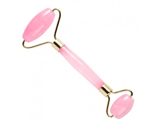 Двойной роликовый массажер, 14,5см, розовый кварц