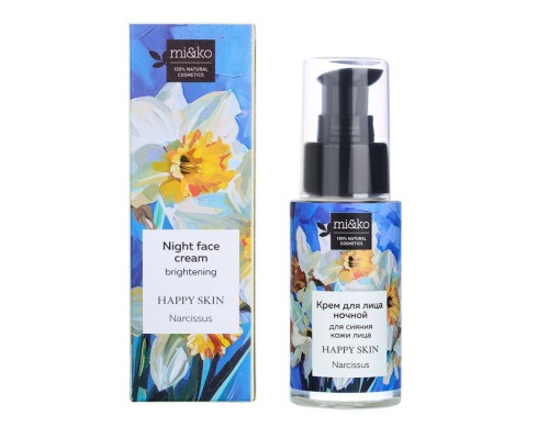 Ночной крем для сияния кожи лица Happy skin Narcissus 30мл, Mi&ko