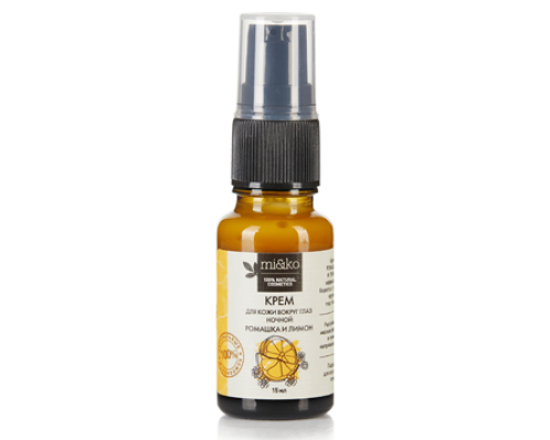 Крем для кожи вокруг глаз Ромашка и лимон от темных кругов 15 мл, Mi&ko