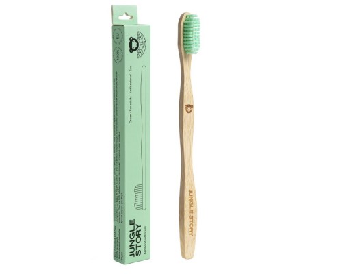 Бамбуковая зубная щётка, Green средней жесткости щетинки, Jungle story