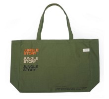 Большая Плотная Хлопковая Оливковая сумка с плоским дном, Jungle story