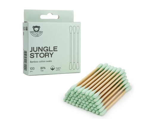 Green с ультра мягким хлопком Ватные палочки, Jungle story