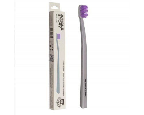 Зубная щетка из растительного материала Биоразлагаемая матовая Grey - Pink, Jungle story