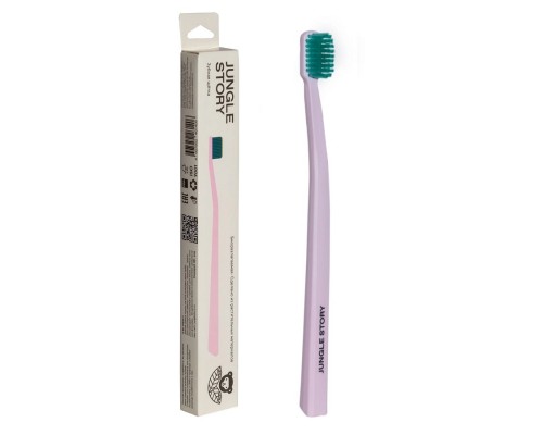 Зубная щетка из растительного материала Биоразлагаемая матовая Pink - Green, Jungle story