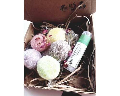 Подарочный набор Бальзам для губ + скраб-мыло Конфетти, Green Tata, Грин Тата