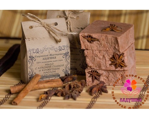 Мыло можжевеловое с красной глиной и кунжутным маслом, 90г