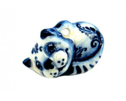 Аромакулон керамический со шнурком гжель Кот