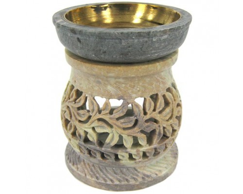 Аромалампа 11см камень, чаша с бронзовой вставкой