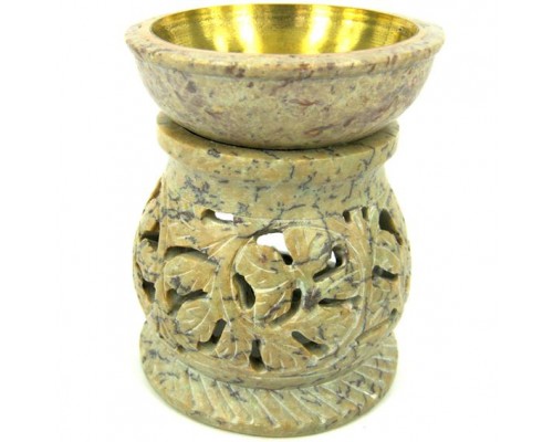 Аромалампа камень 10см, чаша с бронзовой вставкой