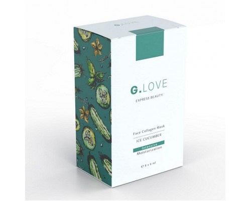 Маска для лица с коллагеном и гиалуроновой кислотой ICE CUCUMBER, G.Love, 8 саше по 6 мл
