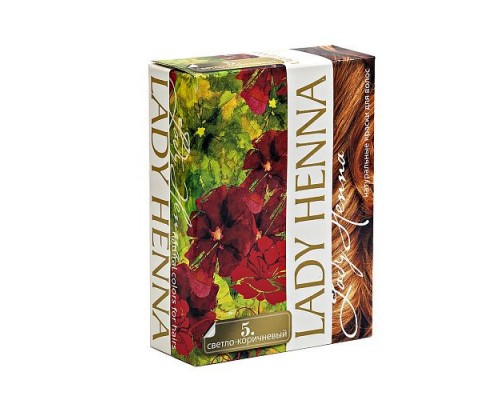 Краска для волос на основе хны Светло-коричневый (№5) LADY HENNA, 60 г