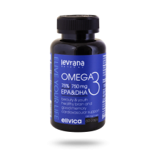 БАД к пище Омега-3 75% (Omega-3 75% Fish Oil), 200 мл, 60 капсул, Elivica, Levrana