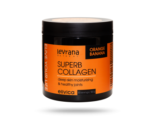 БАД к пище Супер коллаген Orange-Banana со вкусом Апельсин-Банан (Superb Collagen), 500 мл, 160 гр, Elivica, Levrana