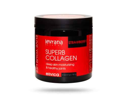 БАД к пище Супер коллаген Strawberry со вкусом Клубника (Superb Collagen), 500 мл, 160 гр, Elivica, Levrana