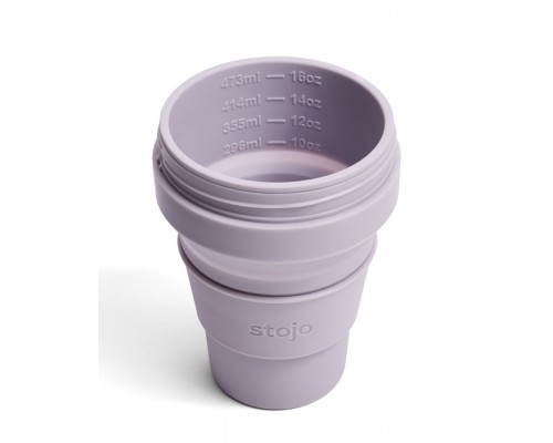 Складной силиконовый стакан с трубочкой Stojo, Сирень, 470мл