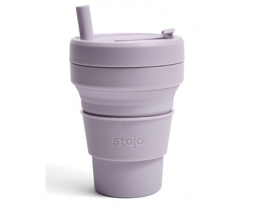 Складной силиконовый стакан с трубочкой Stojo, Сирень, 470мл