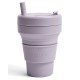 Складной силиконовый стакан с трубочкой Stojo, Сирень, 470мл