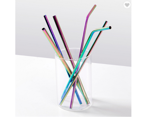 Многоразовые трубочки из нержавеющей стали Цветные + мешочек для хранения