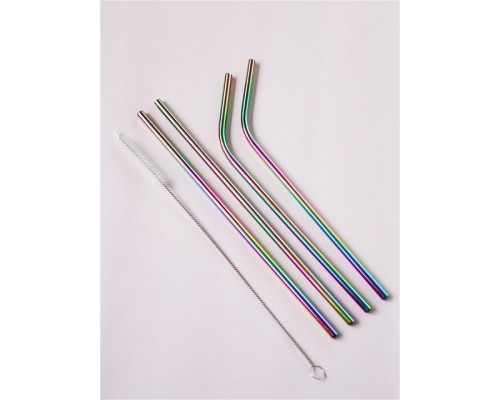 Многоразовые трубочки из нержавеющей стали Цветные + мешочек для хранения